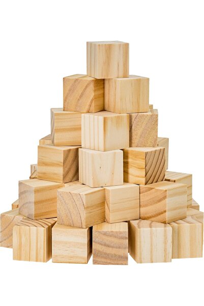 Generic 50 Pieces 1 Inch Wooden Cubes, Solid Wooden Blocks, Blank Wood Square...