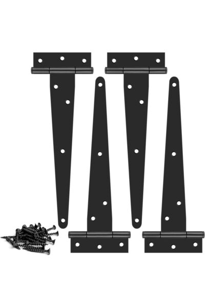 X SPRING Door Hinges, T-Strap Heavy Duty Hinges 4 PCS with Screws, Black Tee ...