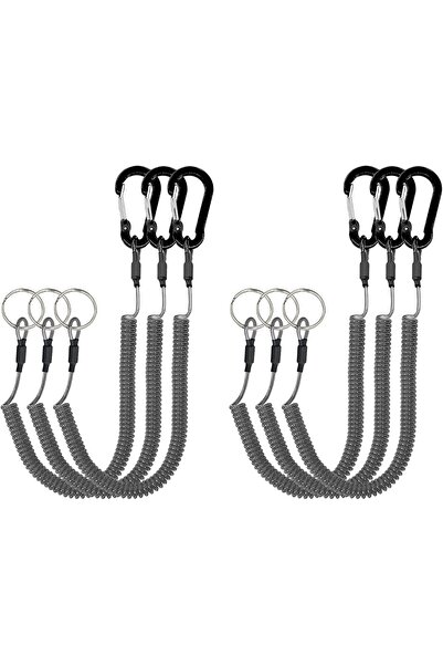 Generic 6 Pack Retractable Safety Coiled Lanyard with Aluminium Alloy Carabin...