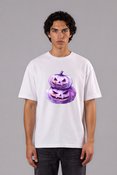 VSRN Tricou alb oversize cu imprimeu frontal Balkabakları Design