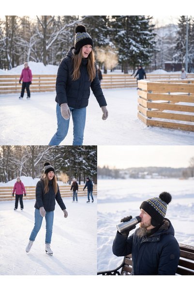 PIECE SIGNATURE Unisex Knitted Beanie with Winter Pattern and Earflaps for Youth and Adults - Soft Furry Inside