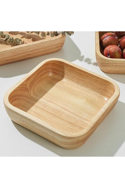 Generic Bamboo Salad Bowl, Square Thickened Dining Bowl Heat‑Insulation Drop ...