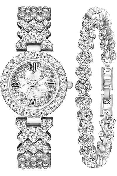 GENERAL Tzoyc Women Watch & Bracelet Set Fashion Crystal Analog Quartz Wrist ...