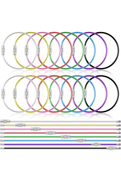 Generic 32 Piece Wire Keychain Cable, Cable Stainless Steel Key Ring, Luggage...