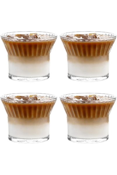Generic Glass Iced Coffee Cups Set - 7oz Reusable Ribbed Glass Tumblers, Vint...