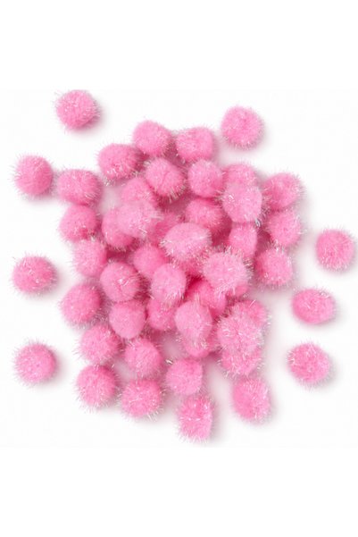 Renk İthalat Glitter Pompom Pink 60 mm Pack of 50 Decoration Decoration Hobby Handicraft Accessory