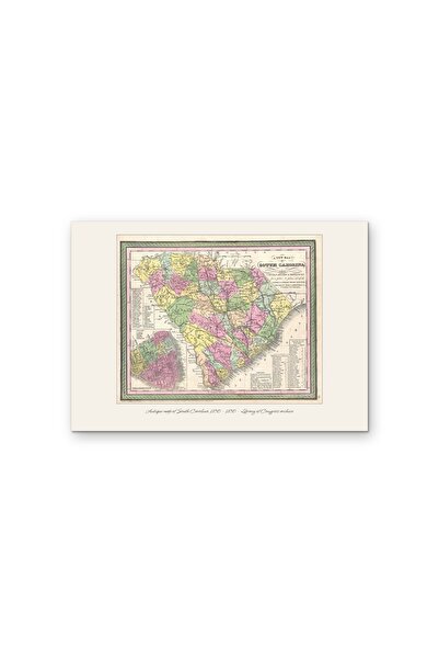 OEM Poster Cardboard 250g A4 Antique Map of South Carolina 1850, Historical A...