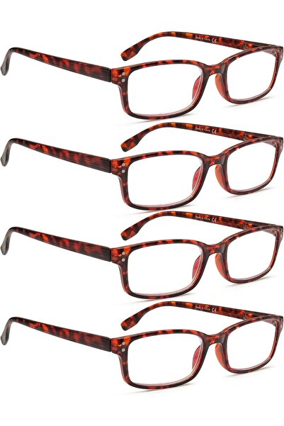 Generic READING GLASSES 4 Pack Spring Hinge Comfort Readers Plastic Includes ...