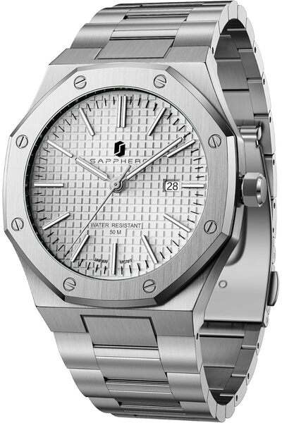 Generic BY Watch for Men Octagonal Stainless Steel 50M Waterproof Luxury Wris...