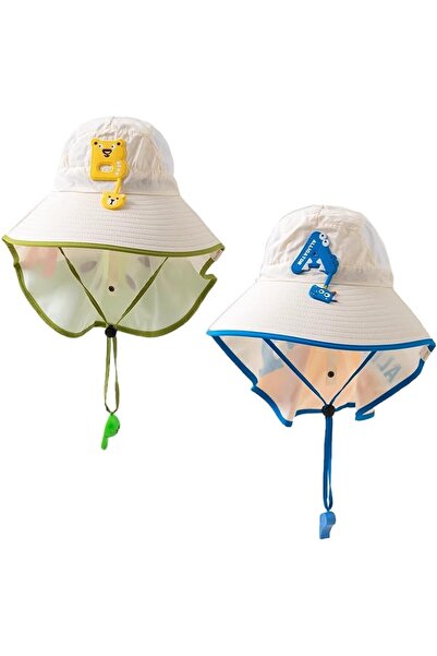 Generic Kids Sun Hat with Neck Flap, 48-54cm Adjustable, 11cm Brim, Bear and ...