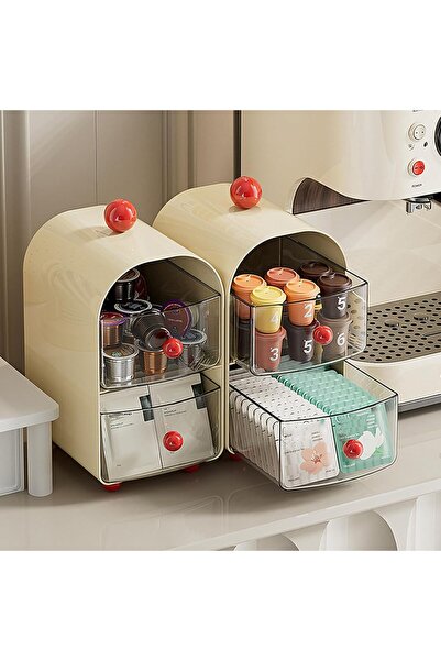 Generic 2 Pack Small Tea Bag Organizer - Plastic Vertical Storage with 2 Draw...