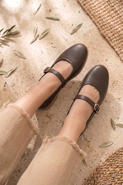 Stilbagshoes Toren Genuine Leather Imported Buckle Detail Women's Flat Shoes ...
