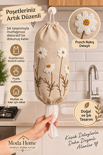MODA HOME Poşetlik Organizer Punch Nakışlı Şık Tasarım