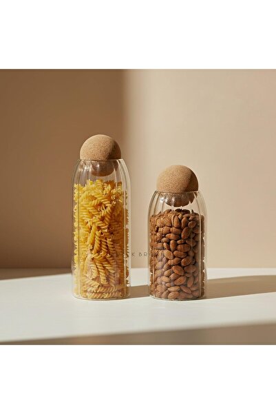 Generic Brick Brown® Clear Glass Storage Jar Set of 2 (750ml & 1000ml) with N...