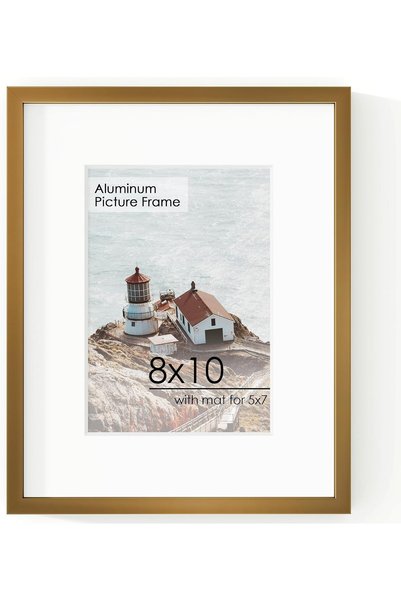 Generic 8x10 Picture Frame - Metal Frame With Mat 5x7 | 8 x 10 Aluminum Photo...
