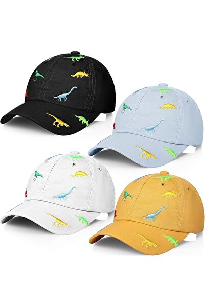 Geyoga 4 Pieces Kids Baseball Cap Dinosaur Boys Girls Caps Toddler Kids Hat A...