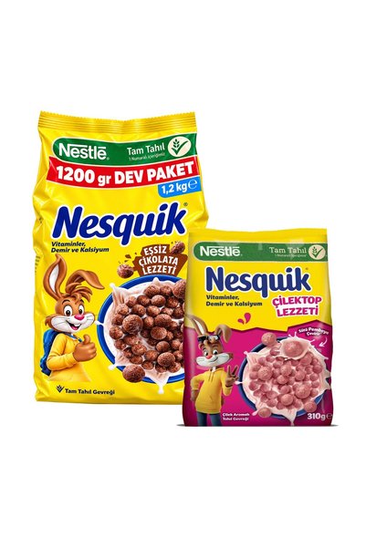 Nesquik Kakaolu Tahıl Gevreği 1200 gr ve Çilektop 310 gr 2 li Paket
