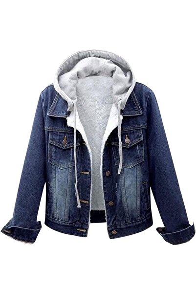 Generic Denim Jacket Women Winter Korean Style Hooded Short Long-Sleeved Wool...