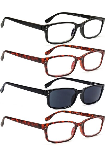 Generic READING GLASSES 4 Pack Spring Hinge Comfort Readers Plastic Includes ...