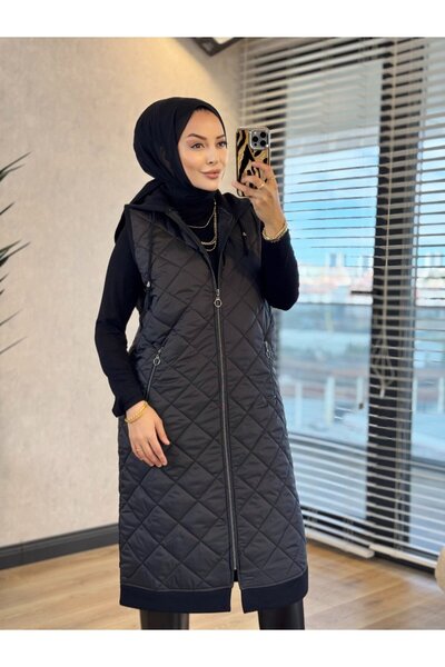 Taşpınar 26407 Kapitone Kapşonlu Yelek Siyah