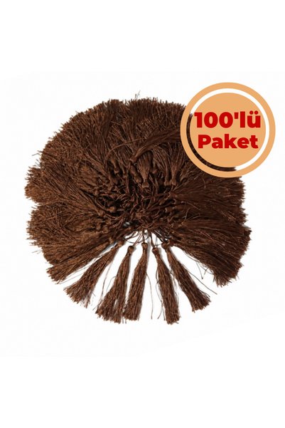 Renk İthalat İp Püskül Kahverengi 100'lü Paket Tesbih Ayraç Kep Aksesuar Deko...