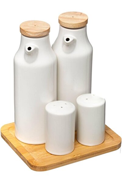 Generic 5five - set oil vinegar pepper ceramic "seramic" white