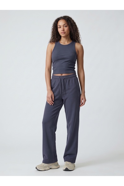 Noe Collection Women's Wide Leg High Waist Lace-Up Relaxed Fit Sweatpants