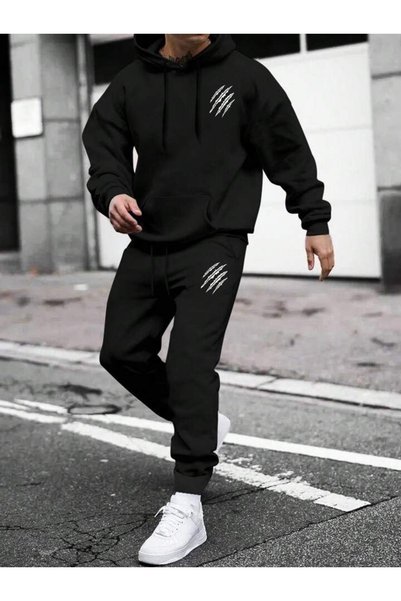 Vordevia Set de trening unisex, imprimat, cu 3 fire, pentru femei și bărbați