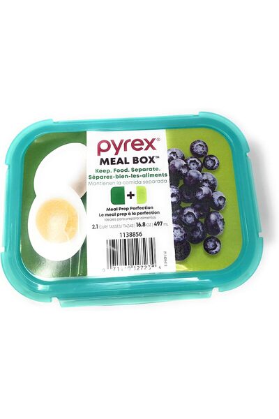Generic MealBox Divided Glass Food Storage Container, 2 Compartments (2.1-Cup...