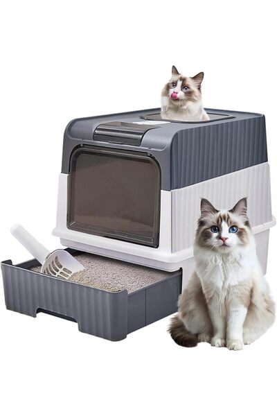 Generic Cat Litter Boxes,Foldable Closed Large Cat Litter Box with Lid,Deodor...