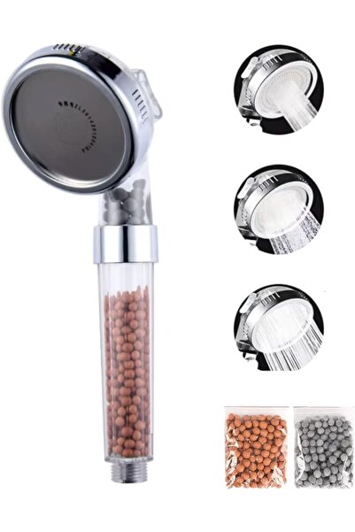 Generic فليكسى ®   رأس دش عالي الضغط مع فلتر وذراع يدوي - 3 أوضاع رش، يزيل ال...