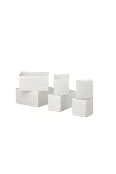 Generic Pack of 6 foldable white polyester storage boxes