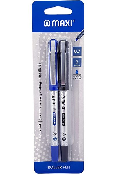 Generic ROLLER PEN 0.7MM NEEDLE TIP BLISTER OF 2PC (1 BLUE + 1 BLACK)