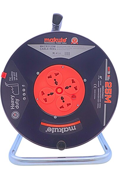 MAKUTE MKCR1125M Cable Reel 25M, 220-240V, Steel Stand