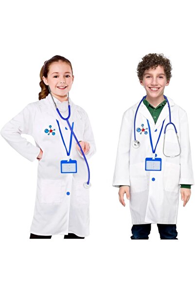 Generic طقم زي طبيب للأطفال - يتضمن معطف طبيب، سماعة طبيب، وبطاقة هوية - زي ت...