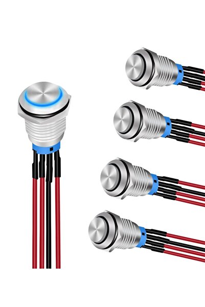 Generic 5 Pack 12mm Push Button Switch with Pre-Wiring, 12V 24V Self Locking ...
