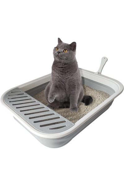 Generic Collapsible Kitten Litter Box,Open Cat Potty Pan with Scoop Foldable ...