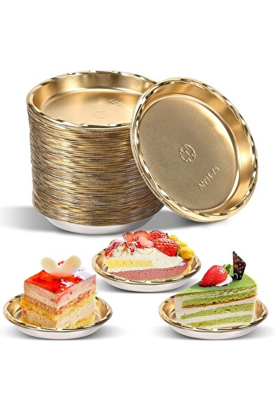 Generic 3 Inches Mini Cake Boards Stands Rounds 50pcs, Disposable Gold Mousse...