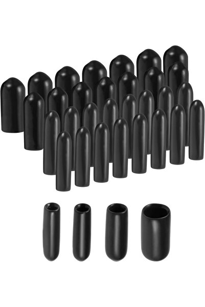 Generic 40pcs Round Rubber End Caps 3/32" 1/8" 5/32" 1/4" Black Vinyl Cover S...