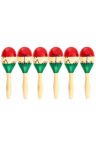 MegArya Wooden Maracas Set of 6, 3 Pairs Hand Percussion Musical Shakers with Easy-Grip Handles, Colourful Rhythm Instruments for Music Practice, Performances, Parties & Group Activities