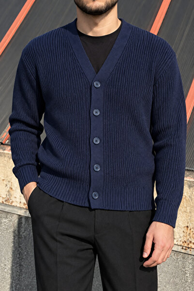 inpool Men's Winter, V-Neck, Regular Fit, 5 Buttons, Basic, Knitwear Knitted ...