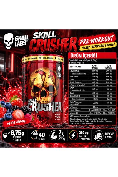 Skull Labs Skull Crusher PreWorkout 350 gr 40 Servis