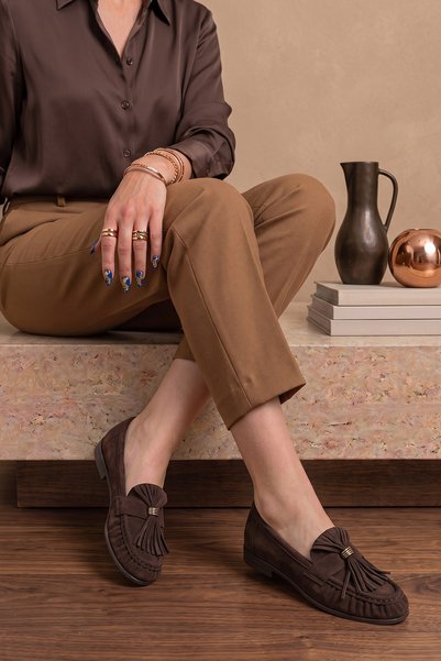 Stilbagshoes Novan Pre-Crocheted Tassel Detail Women's Daily Shoes Brown