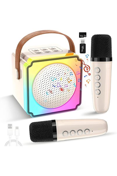 Generic Mini Karaoke Machine for Kids Adults with 2 Wireless Microphones, Por...