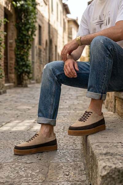 Ahmed Hamdi Bey Alfa beige-brown men's leather shoes