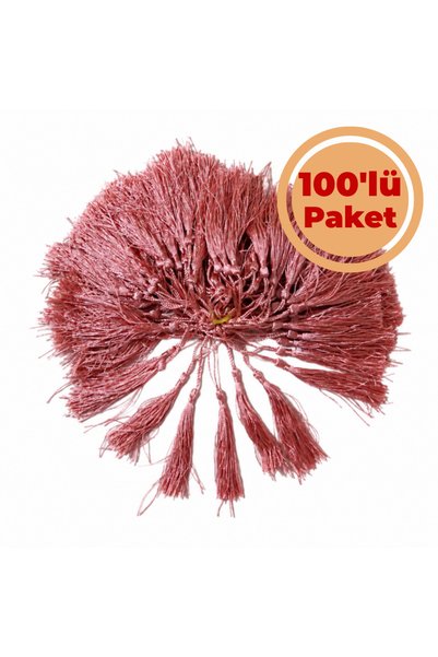 Renk İthalat İp Püskül Somon 100'lü Paket Tesbih Ayraç Kep Aksesuar Dekorasyo...