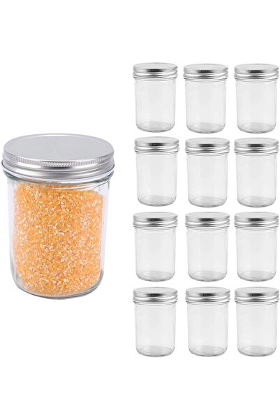 Generic Mason jar, with a sealed metal regular lid (8oz/200ml), a sealed clea...