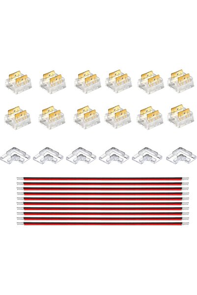 Generic 8mm 2Pin 30Packs Press-in Assembly COB LED Strip Connector Corner Kit...