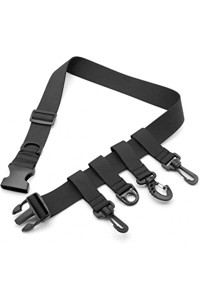 Generic Adjustable Fishing Wader Belt, Black, 170 x 3.8cm, 4 Removable Hooks,...