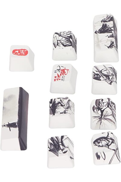Generic Denash PBT Keycaps - 10Pcs Ink and Wash Martial Arts DIY Kit for Most...